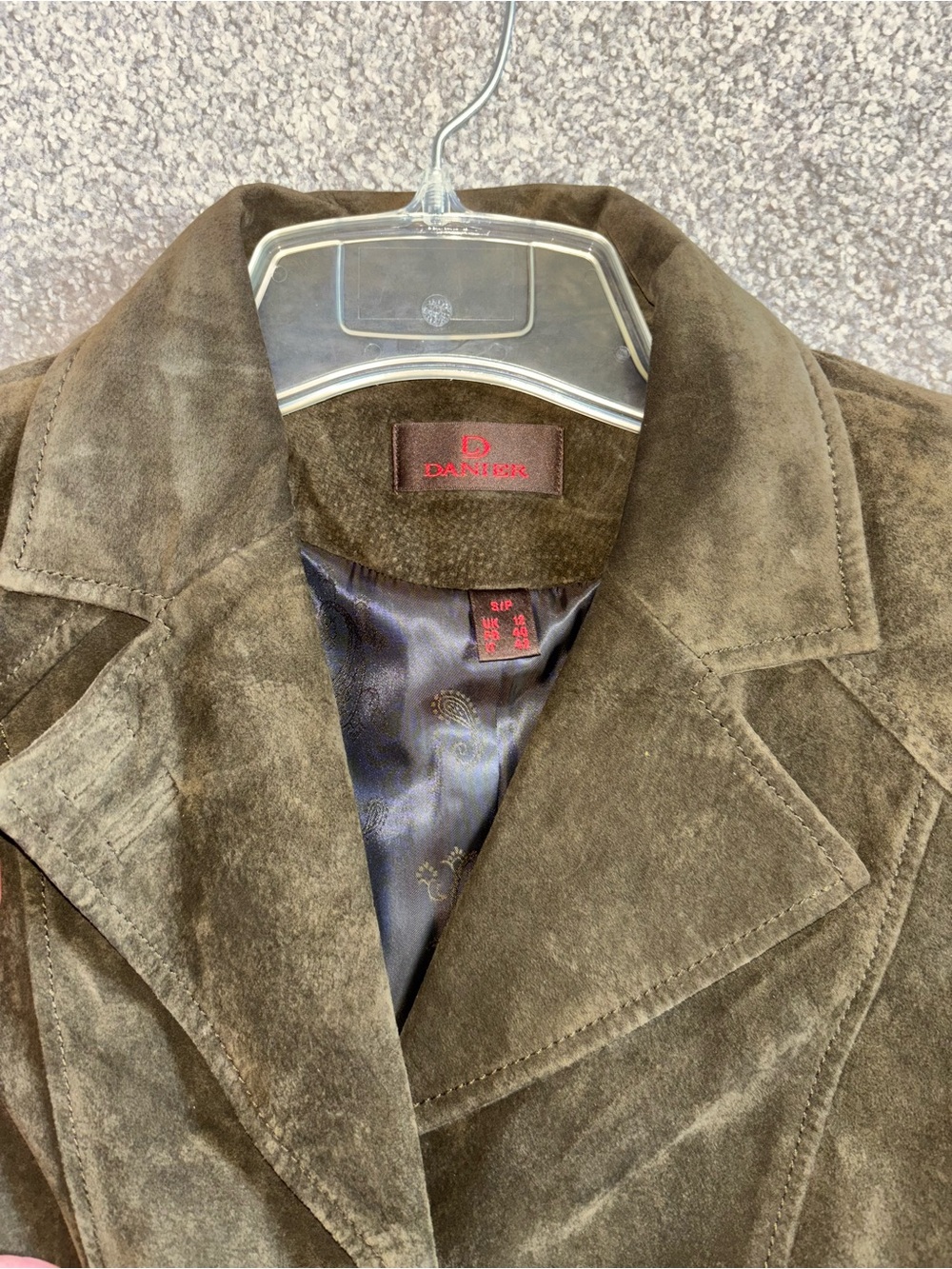 SizeS-100%GenuineLeather-DANIER-Y2K Women's Olive Suede Blazer Jacket - Picture 4 of 10